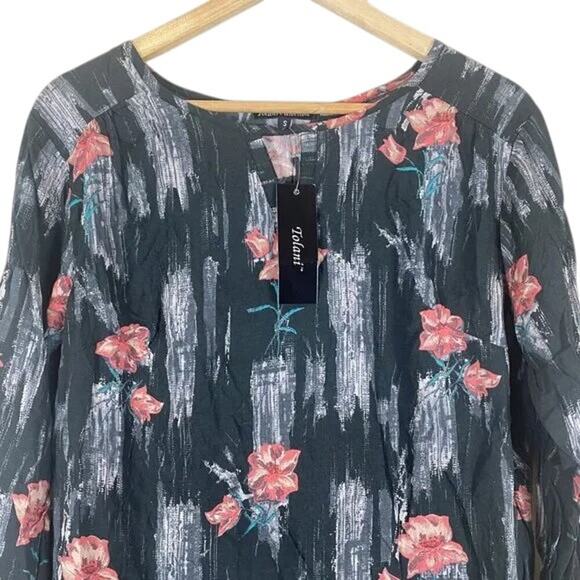 NWT Tolani Collection Tunic Top Womens S Black Floral 100% Modal Boho Whimsigoth - Picture 2 of 6